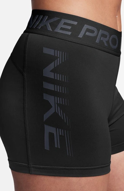 Shop Nike Pro Dri-fit Mid Rise Training Shorts In Black/ Anthracite/ White