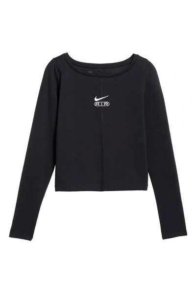 Shop Nike Air Crop Long Sleeve T-shirt In Black/ White