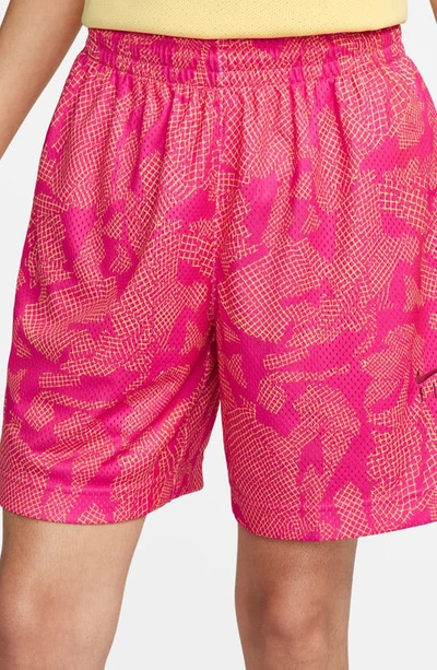 Shop Nike Swoosh Fly Shorts In Alchemy Pink/ Soft Yellow/ Red