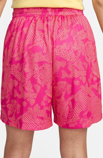 Shop Nike Swoosh Fly Shorts In Alchemy Pink/ Soft Yellow/ Red