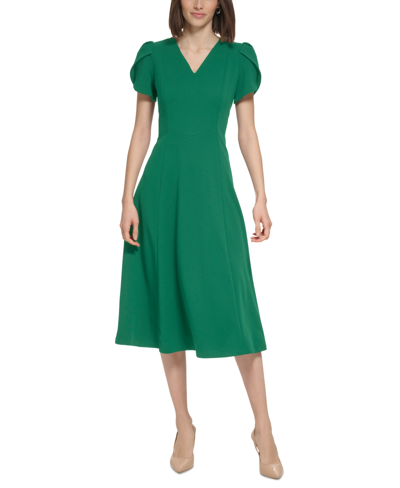 Shop Calvin Klein Women's Tulip-sleeve Midi Dress In Meadow