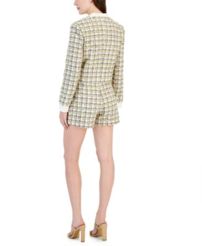 Shop Avec Les Filles Womens Tweed Cropped Blazer Skort In White Multi
