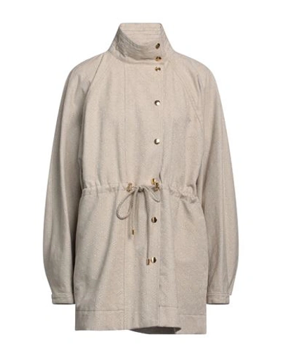 Shop Patou Woman Overcoat & Trench Coat Beige Size 6 Cotton