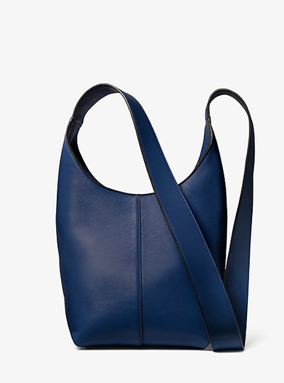 Shop Michael Kors Dede Mini Leather Hobo Bag In Blue