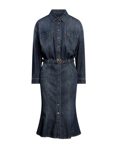 Shop Pinko Woman Midi Dress Blue Size 4 Cotton