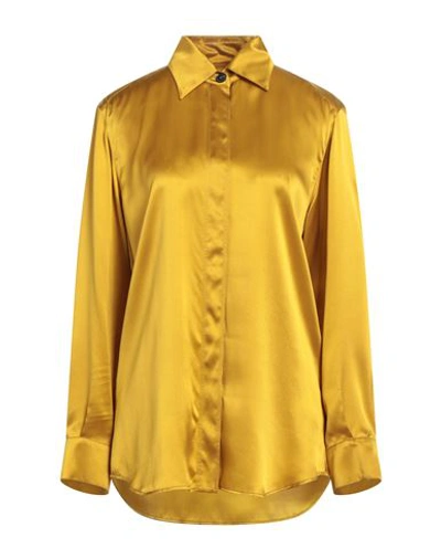 Shop Ql2  Quelledue Ql2 Quelledue Woman Shirt Mustard Size 6 Silk In Yellow