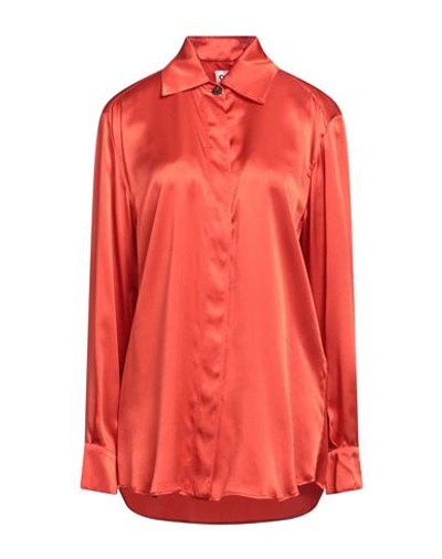 Shop Ql2  Quelledue Ql2 Quelledue Woman Shirt Tomato Red Size 12 Silk