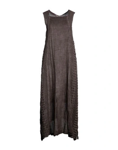Shop Un-namable Woman Maxi Dress Dark Brown Size 8 Linen, Cotton