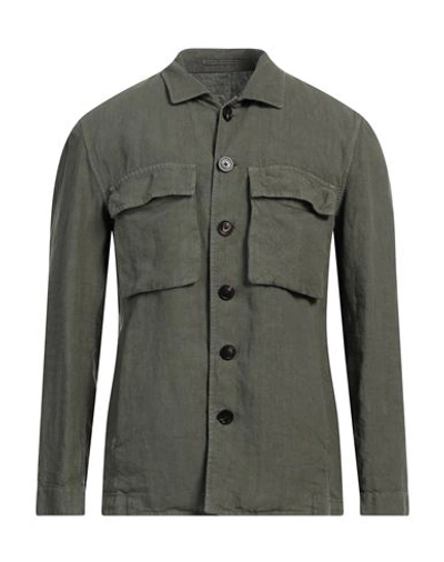 Shop Lardini Man Shirt Military Green Size S Linen
