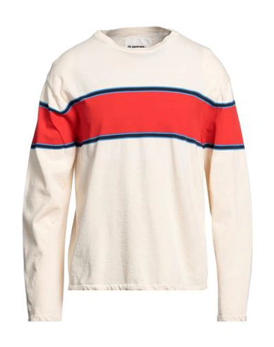 Shop Jil Sander Man Sweater Ivory Size 38 Cotton, Wool, Polyamide, Viscose, Polyester In White