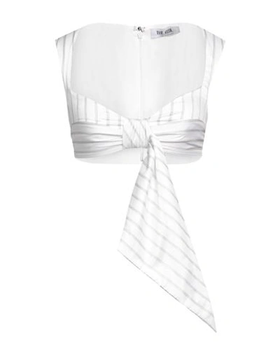 Attico Stacy Striped Crop Top W/ Knot In White