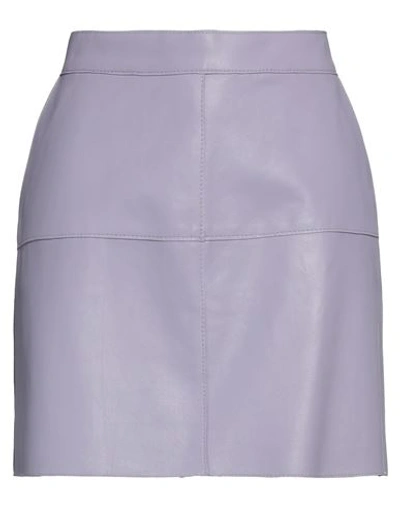 Shop P.a.r.o.s.h P. A.r. O.s. H. Woman Mini Skirt Lilac Size L Lambskin In Purple