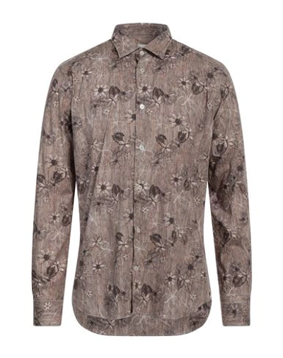 Shop Mastricamiciai Man Shirt Khaki Size 16 ½ Cotton, Elastane In Beige