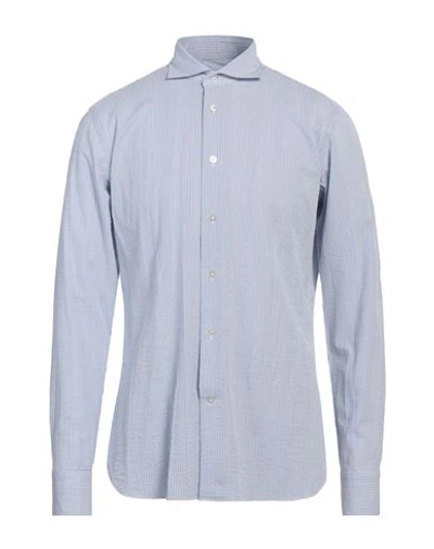 Shop Borriello Napoli Man Shirt Slate Blue Size 16 Cotton