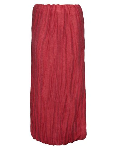 Shop Khaite Woman Midi Skirt Red Size 4 Linen, Silk