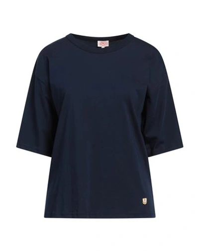 Shop Armor-lux Woman T-shirt Midnight Blue Size 2 Cotton