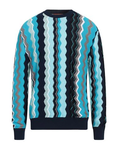 Missoni Man Sweater Sky Blue Size 42 Cotton, Viscose, Polyamide In Blue