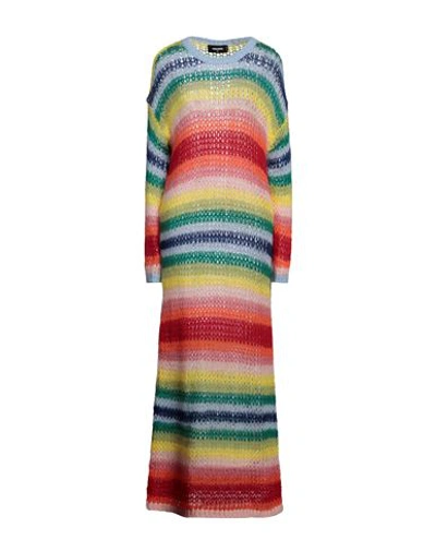 Shop Dsquared2 Woman Maxi Dress Sky Blue Size L Mohair Wool, Polyamide, Acrylic, Wool