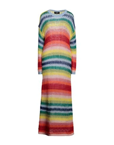Dsquared2 Woman Maxi Dress Sky Blue Size S Mohair Wool, Polyamide, Acrylic, Wool In Blue