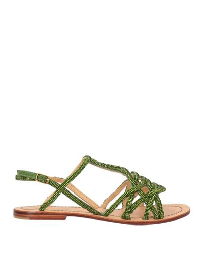 Shop Maliparmi Malìparmi Woman Sandals Emerald Green Size 6 Textile Fibers
