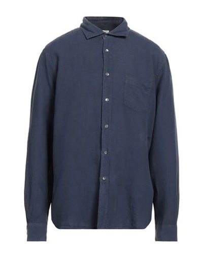 Shop Hartford Man Shirt Navy Blue Size S Linen