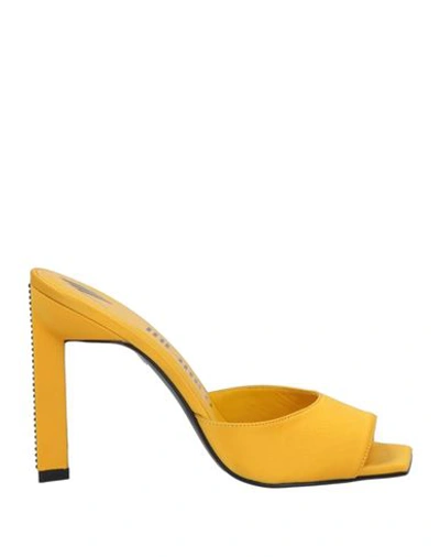 Shop Attico The  Woman Sandals Ocher Size 8 Textile Fibers In Yellow