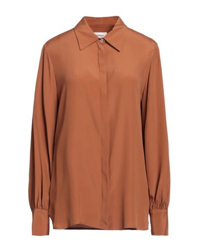 Shop Ottod'ame Woman Shirt Tan Size 10 Acetate, Silk In Brown