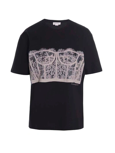 Shop Alexander Mcqueen Corset T-shirt Black