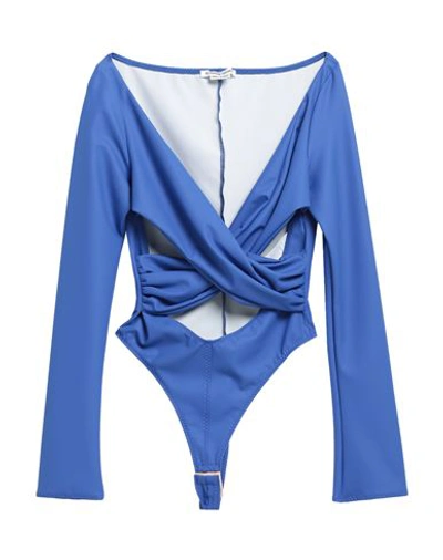Alessandro Vigilante Woman Bodysuit Navy Size 6 Polyester, Polyurethane, Elastane In Navy Blue