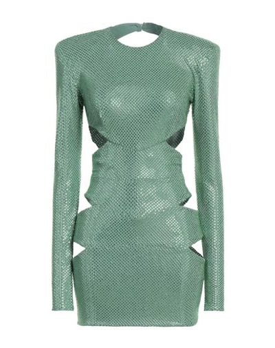 Shop Alexandre Vauthier Woman Mini Dress Green Size 4 Viscose, Elastane, Glass