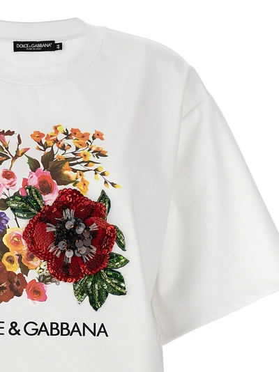 Shop Dolce & Gabbana Embroidery Print T-shirt White