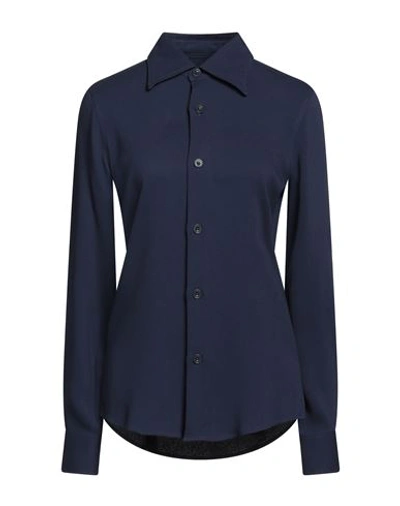 Shop Ami Alexandre Mattiussi Woman Shirt Navy Blue Size 8 Viscose, Elastane