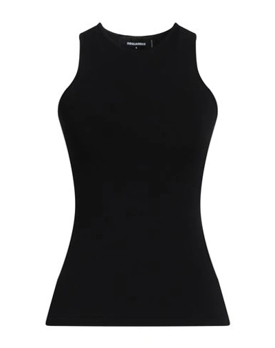 Shop Dsquared2 Woman Tank Top Black Size M Viscose, Polyester