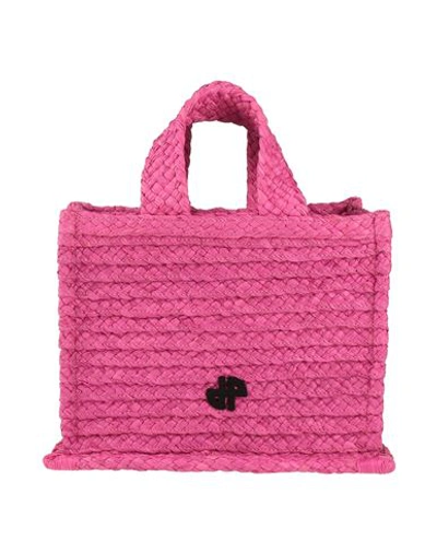 Shop Patou Woman Handbag Fuchsia Size - Natural Raffia In Pink