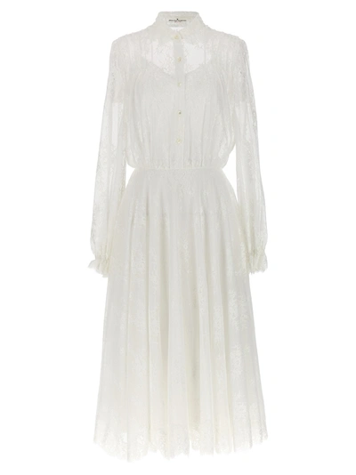 Shop Ermanno Scervino Lace Long Dress Dresses White
