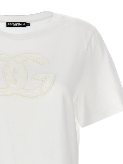 Shop Dolce & Gabbana Lace Logo T-shirt White