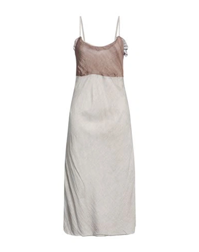 Shop Un-namable Woman Midi Dress Light Grey Size 10 Cotton, Linen