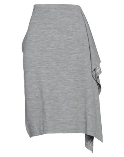 Shop Fendi Woman Midi Skirt Grey Size 6 Wool, Polyamide, Polyurethane