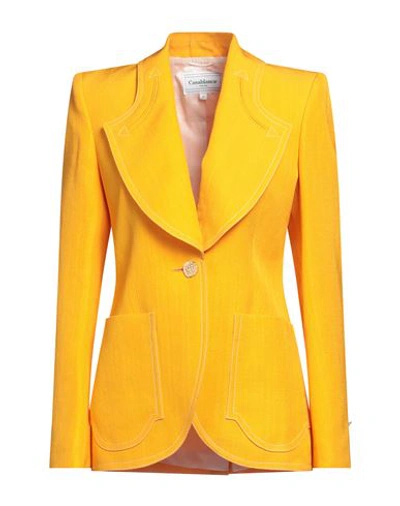 Casablanca Woman Blazer Marigold Size 8 Viscose, Silk In Yellow