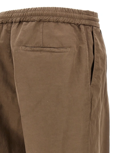 Shop Brunello Cucinelli Linen Blend Trousers Pants Brown