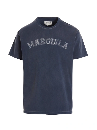 Shop Maison Margiela Logo Print T-shirt Blue