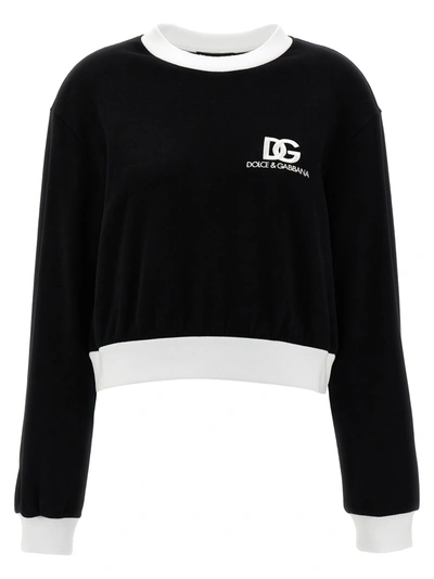 Shop Dolce & Gabbana Logo Sweatshirt Sweater, Cardigans White/black