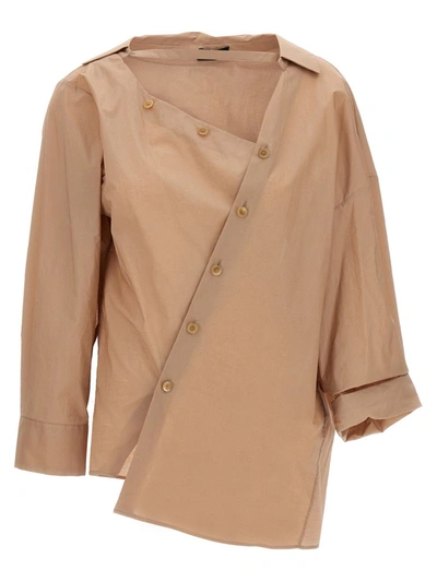 Shop A.w.a.k.e. Mode Asymmetric Shirt In Beige