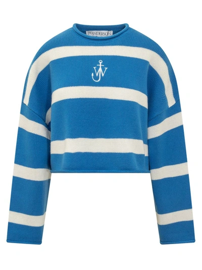 Shop Jw Anderson J.w. Anderson Cropped Sweater In Blue
