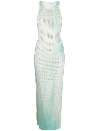 Shop Self-portrait Dress With Crystal Decoration In Green