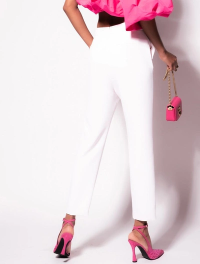 Shop Pinko Trousers In Bianco-biancaneve