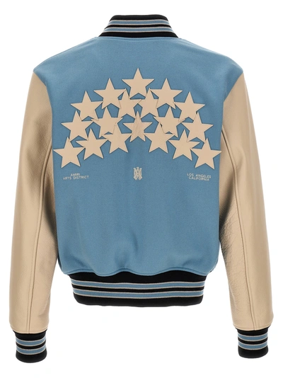 Shop Amiri Stars Varsity Casual Jackets, Parka Light Blue