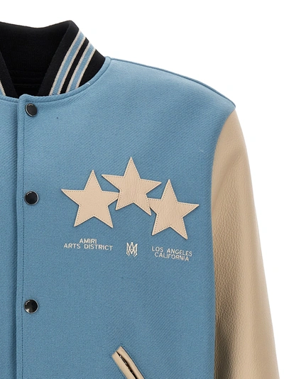 Shop Amiri Stars Varsity Casual Jackets, Parka Light Blue