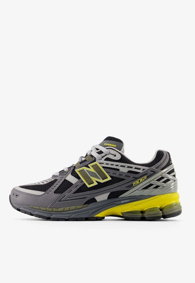 Shop New Balance 1906n Low-top Sneakers In Castlerock/black/yellow Leather In Gray