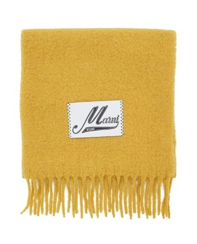 Marni Logo Patch Scarf Scarves, Foulards Yellow In Yellow